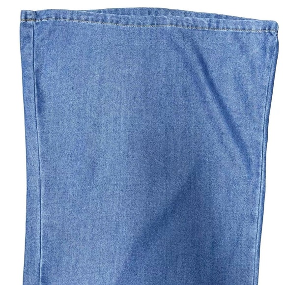 Women's Blue Denim-Effect Wide Leg Overalls, Loose Fit, TRENDY, XL, NWT - Picture 8 of 10